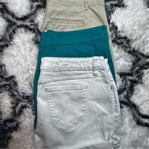 3 PAIR OF SHORTS! ALL SIZE 14. Khaki, teal and white.
